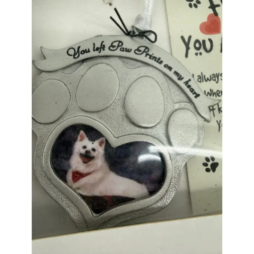 Pet Memorial Picture Frame Ornament Paw Print Rainbow Bridge Dog Cat Loss Gift